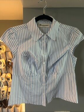No Boundaries Blue and White Striped Button-Down Shirt